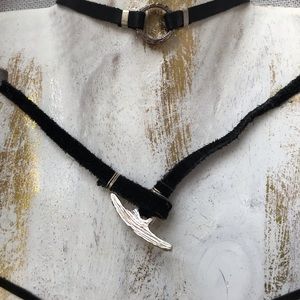 Suede and silver choker